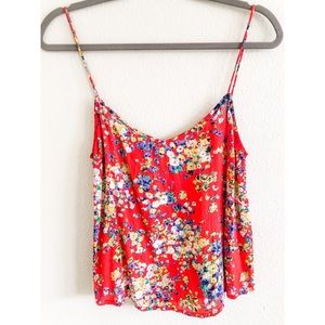 Red floral summer tank